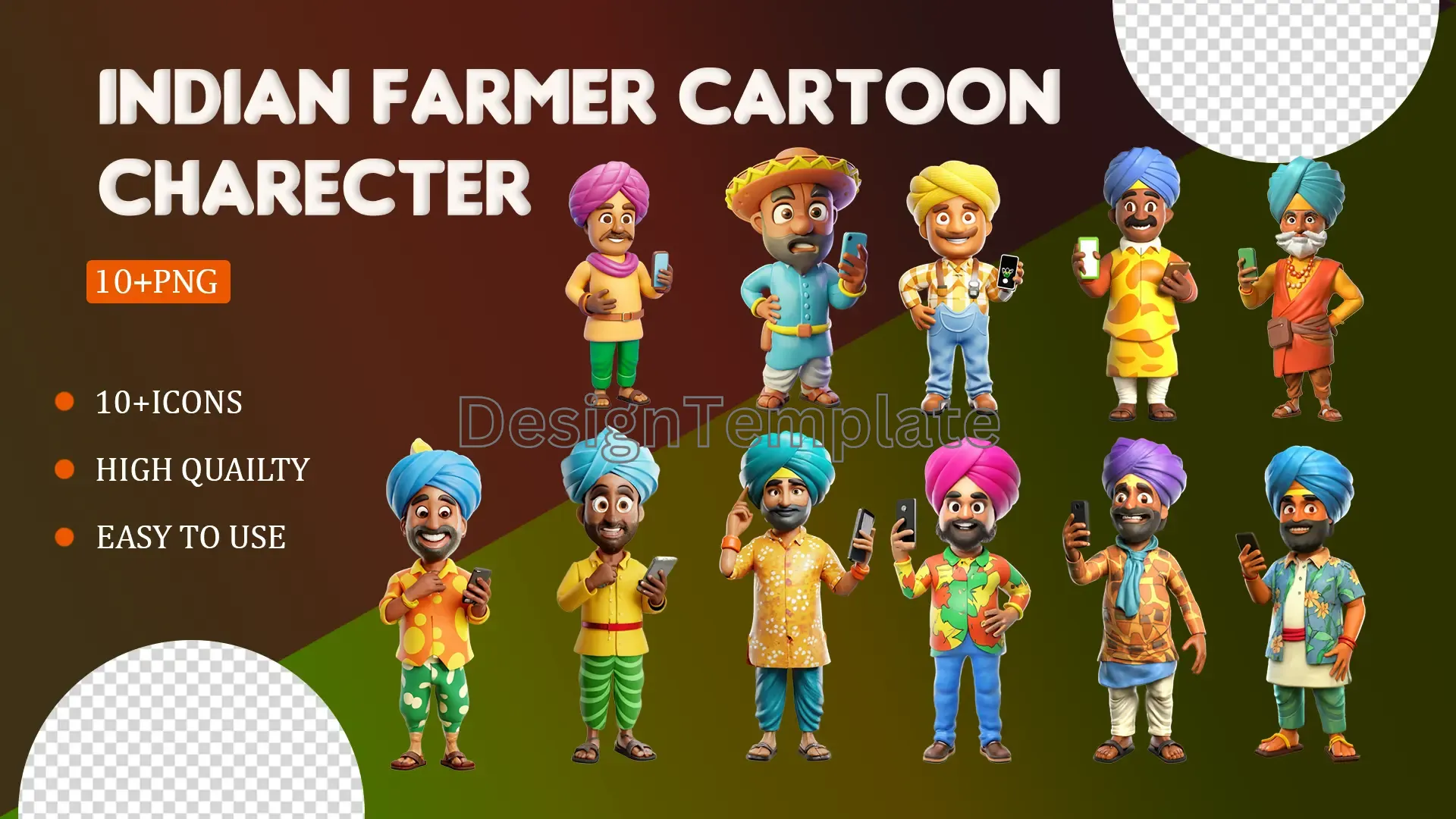 Indian Farmer Cartoon Characters 3D Pack image